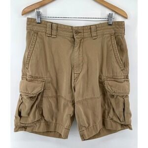 Polo Ralph Lauren Chino Cargo Shorts Men Sz 34 Khaki 100% Cotton Preppy Grunge